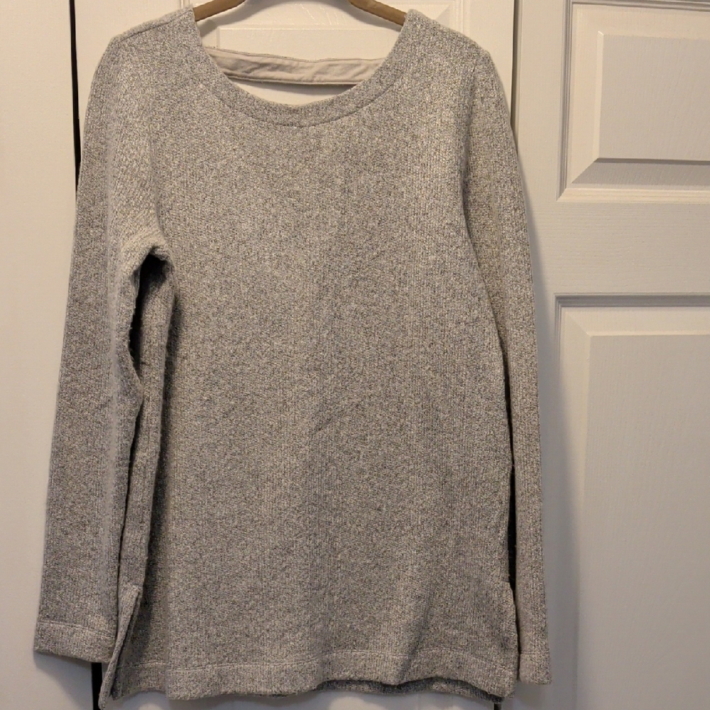 LOFT Cozy Gray Sweater Open Back